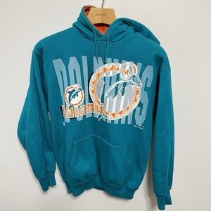 Vintage Miami Dolphins Logo Hoodie Sweatshirt Mens Size Large NFL 90s Football